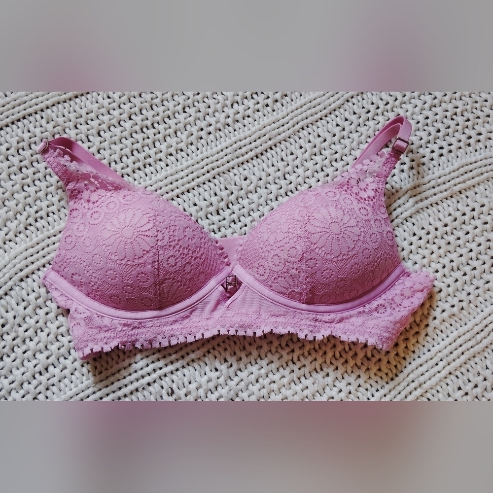 Aerie Pink Floral Lace Bra Size 34A